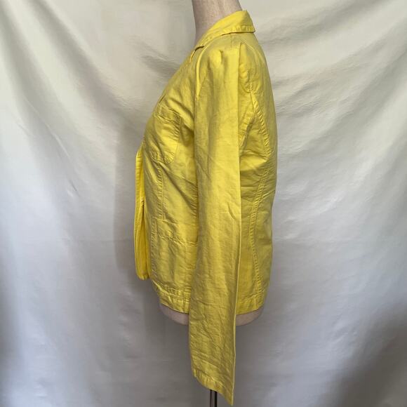 J Crew Linen Blend 2 Button Womens Blazer Sz 6 Yellow Notch Collar Preppy Bright - Picture 4 of 11